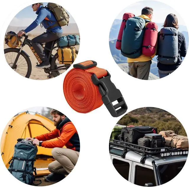 Alt view image 5 of 7 - XTACER 1 Inch Molle Backpack Accessory Strap Luggage Straps Cover Strap Sleeping Bag Strap with Buckle (Orange, 60)