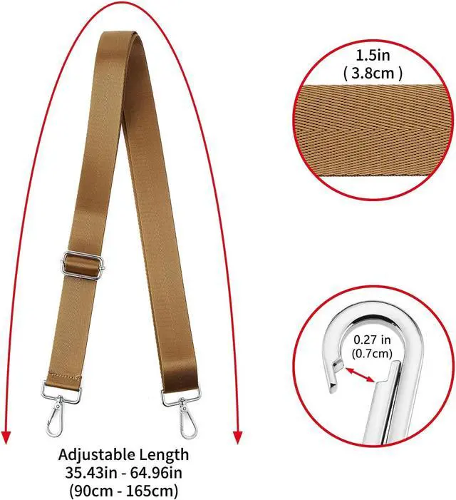Alt view image 3 of 4 - ZOOEASS Shoulder Strap Silvery Buckles 1.5" Wide Handbag Crossbody Strap Adjustable Replacement Purse Strap Solid Style(S-L165W3.8-Color8)