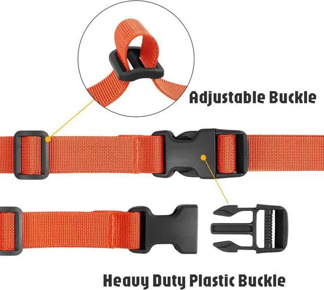 Alt view image 6 of 7 - XTACER 1 Inch Molle Backpack Accessory Strap Luggage Straps Cover Strap Sleeping Bag Strap with Buckle (Orange, 60)