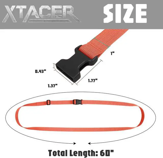Alt view image 4 of 7 - XTACER 1 Inch Molle Backpack Accessory Strap Luggage Straps Cover Strap Sleeping Bag Strap with Buckle (Orange, 60)