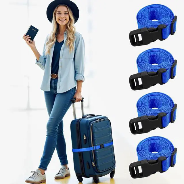 Alt view image 2 of 7 - XTACER Backpack Accessory Strap Luggage Straps Cover Strap Sleeping Bag Strap with Buckle Blue- Release Buckle Straps (Blue- Release Buckle Straps (4-Pack))