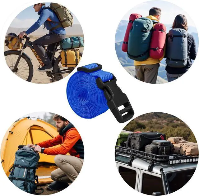 Alt view image 5 of 7 - XTACER Backpack Accessory Strap Luggage Straps Cover Strap Sleeping Bag Strap with Buckle Blue- Release Buckle Straps (Blue- Release Buckle Straps (4-Pack))