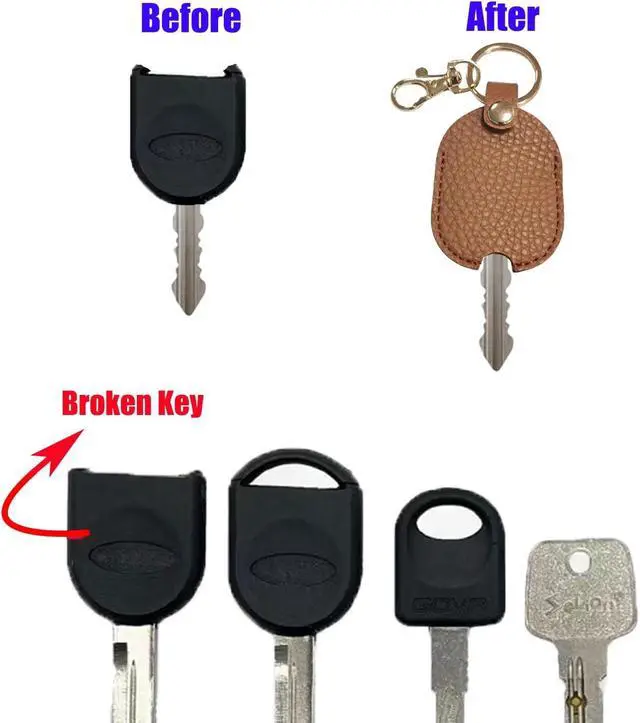 Alt view image 4 of 7 - Key Sleeves for Broken Car Keys | Rustic Key Protector with Metal Rings