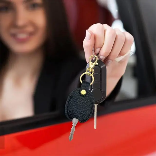 Alt view image 5 of 7 - Key Sleeves for Broken Car Keys | Rustic Key Protector with Metal Rings