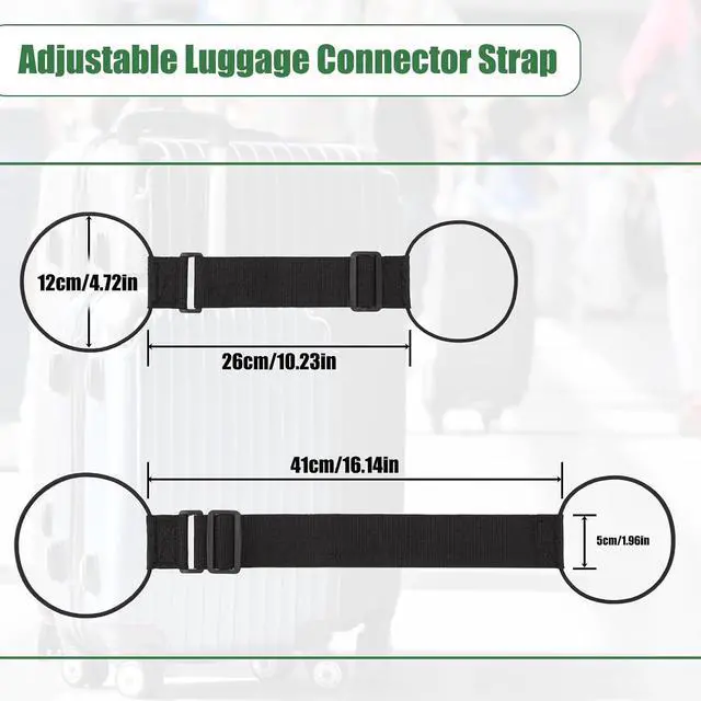 Alt view image 2 of 6 - Luggage Connector Straps for Suitcases Adjustable Luggage Straps Black 2pc | Multi-Use Strong Adjustable Durable Quick-Release Suitcase Strap Anti-Slip Lightweight Travel Essentials