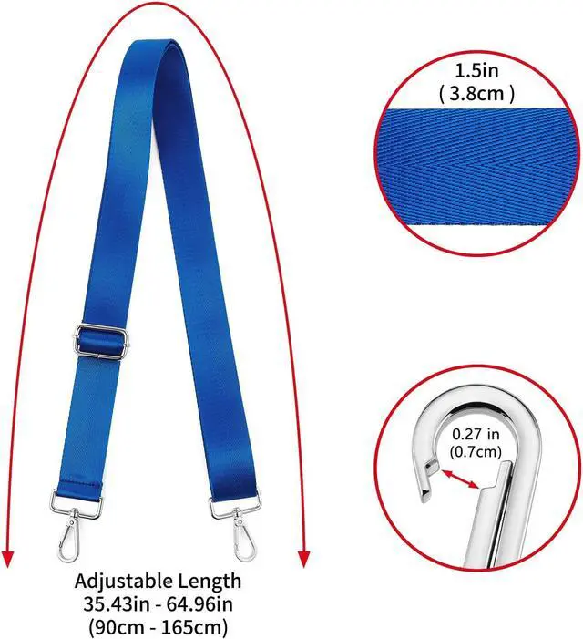 Alt view image 3 of 4 - ZOOEASS Shoulder Strap Silvery Buckles 1.5" Wide Handbag Crossbody Strap Adjustable Replacement Purse Strap Solid Style(S-L165W3.8-Color3)