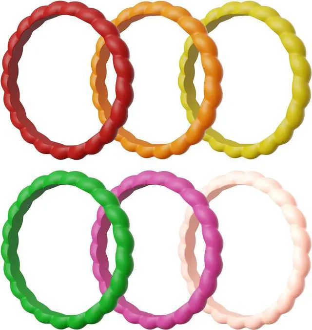 Main image of Silicone Wedding Ring for Women,Thin and Stackble Braided Rubber Wedding Bands,No-Toxic,Skin Safe,1/4/5/6/7/8 Variety Multipack