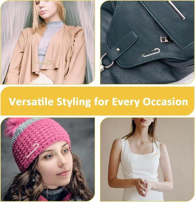 Alt view image 6 of 7 - Safety Pin Brooch Decorative Brooch Pins for Women Clothing | Crystal Shawl Brooches for Women Shawl Shirt Dress Clips Pearl Pins Jewelry Sweater Clips Gold Silver