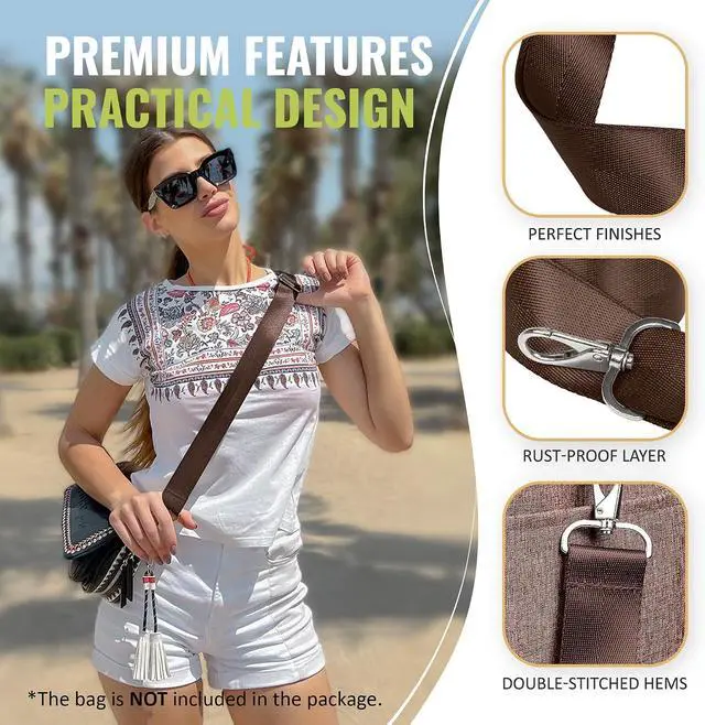 Alt view image 4 of 7 - BOACAY Wide Purse Strap Replacement for Crossbody, Messenger, Shoulder Bag
