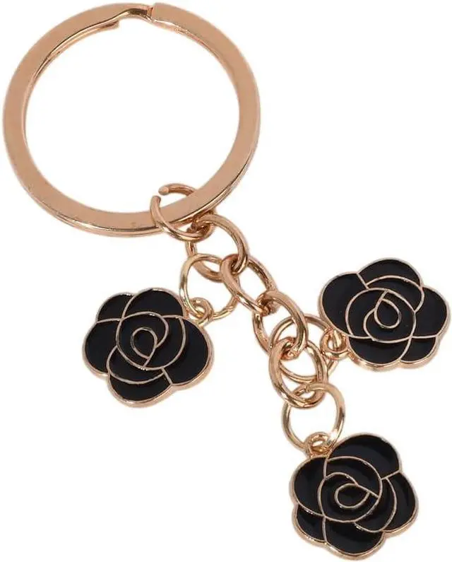 Main image of Elegant Rose Flower Keychain Colorful Enamel Flower Charm Keyring Keychain Sweet Rose Florals Keyring