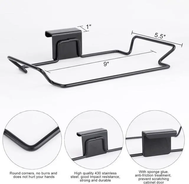 Alt view image 2 of 7 - Large Stainless Steel Trash Bag Holder for Kitchen Cabinets Doors and Cupboards, Black