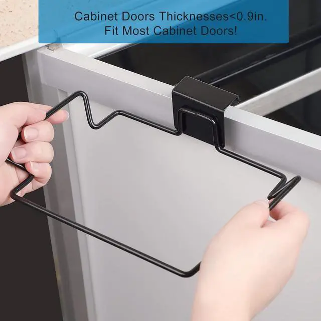 Alt view image 3 of 7 - Large Stainless Steel Trash Bag Holder for Kitchen Cabinets Doors and Cupboards, Black