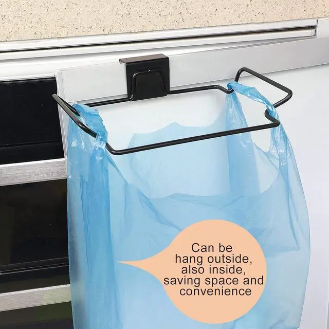 Alt view image 4 of 7 - Large Stainless Steel Trash Bag Holder for Kitchen Cabinets Doors and Cupboards, Black