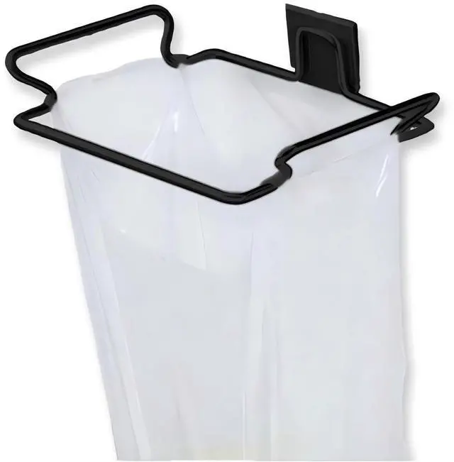 Main image of Metal Trash Bag Holder for Kitchen,Office,Dorm Room,Black, 9.3'' | Hanging Trash Can, Under Cabinet Hanger Rack,Space Saving Garbage Hook,Bag Holder for Plastic Bags , 9.3 * 5.9''