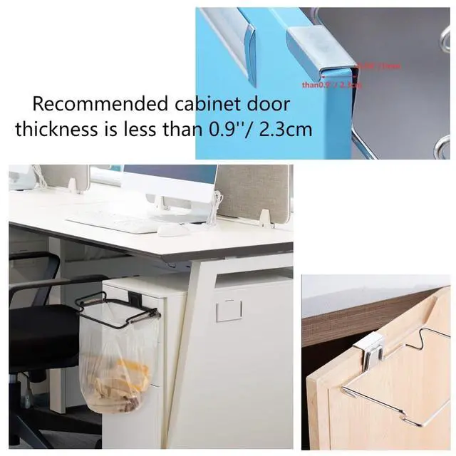 Alt view image 4 of 6 - Metal Trash Bag Holder for Kitchen,Office,Dorm Room,Black, 9.3'' | Hanging Trash Can, Under Cabinet Hanger Rack,Space Saving Garbage Hook,Bag Holder for Plastic Bags , 9.3 * 5.9''