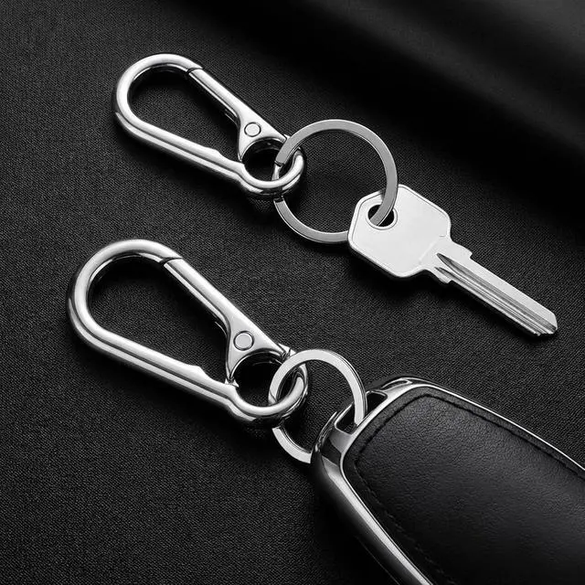 Alt view image 2 of 7 - 3 Pack Keychain Clip, Secure Key Holder for Car and House Keys, Durable Carabiner Style Keyring for Organization, Silver Key Rings for Men & Women
