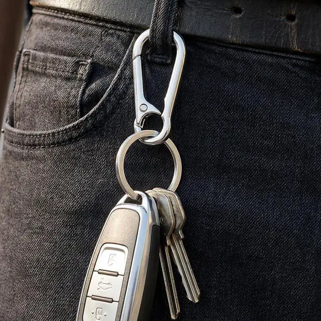 Alt view image 3 of 7 - 3 Pack Keychain Clip, Secure Key Holder for Car and House Keys, Durable Carabiner Style Keyring for Organization, Silver Key Rings for Men & Women
