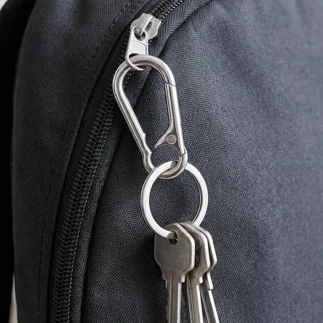 Alt view image 4 of 7 - 3 Pack Keychain Clip, Secure Key Holder for Car and House Keys, Durable Carabiner Style Keyring for Organization, Silver Key Rings for Men & Women
