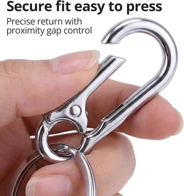 Alt view image 5 of 7 - 3 Pack Keychain Clip, Secure Key Holder for Car and House Keys, Durable Carabiner Style Keyring for Organization, Silver Key Rings for Men & Women
