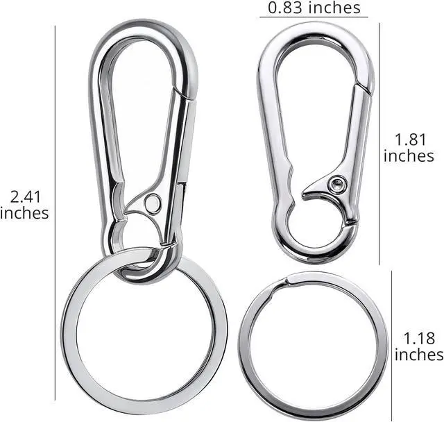 Alt view image 7 of 7 - 3 Pack Keychain Clip, Secure Key Holder for Car and House Keys, Durable Carabiner Style Keyring for Organization, Silver Key Rings for Men & Women