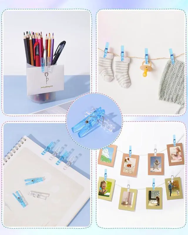 Alt view image 6 of 7 - 100PCS Clear Clothes Pins for Baby Shower Games Boy Girl, Acrylic Clothes Pin Bulk, 1.4 Inch Mini Clothespins for Photos, DIY Crafts, Baby Shower Game Prop, Party Decorations Favors