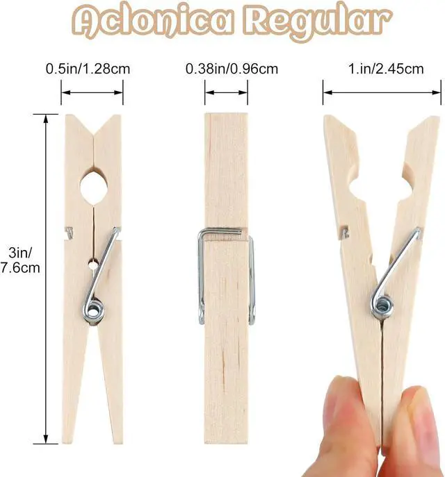 Alt view image 2 of 7 - Phinus 72 Pcs Wooden Clothes Pins, 2.9 Inch Clothes Pins for Hanging Clothes, Pictures, Photos, Classroom, Crafts, Decoration, Clothespins Heavy Duty (Original Wooden Color)
