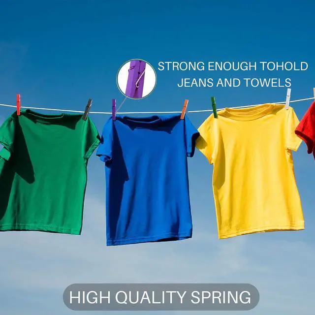 Alt view image 4 of 7 - 10 Colored Wooden Clothespins 50 PCS, 2.9 Inch Heavy Duty Clothes Pins | Clothes Clips for Hanging Photos, Decor, Crafts & Sealing Snack Bags; Rustproof Springs Ensure Strong Grip & Durability.