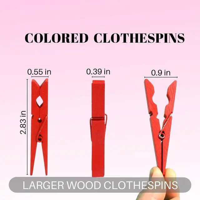 Alt view image 6 of 7 - 10 Colored Wooden Clothespins 50 PCS, 2.9 Inch Heavy Duty Clothes Pins | Clothes Clips for Hanging Photos, Decor, Crafts & Sealing Snack Bags; Rustproof Springs Ensure Strong Grip & Durability.