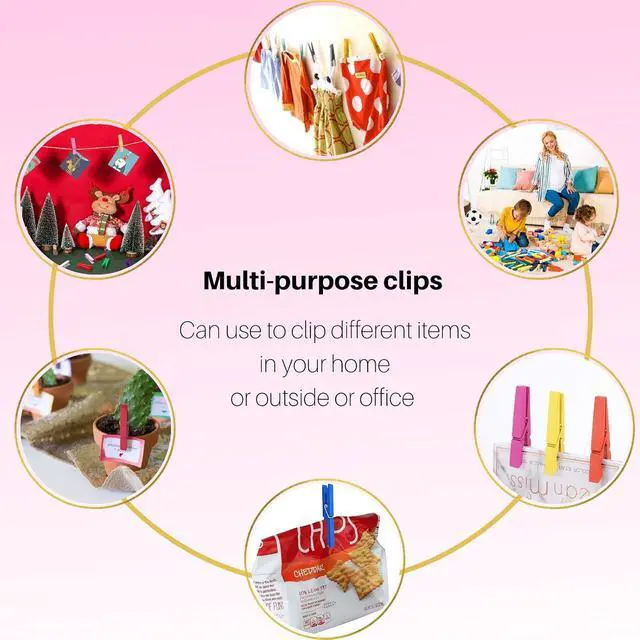Alt view image 7 of 7 - 10 Colored Wooden Clothespins 50 PCS, 2.9 Inch Heavy Duty Clothes Pins | Clothes Clips for Hanging Photos, Decor, Crafts & Sealing Snack Bags; Rustproof Springs Ensure Strong Grip & Durability.