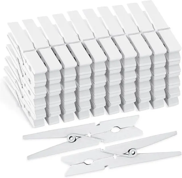 Main image of 50Pcs White Wooden Clothespins, 2.9 inch Clothes Pins for Crafts, Natural Laundry Hanging Clips, DIY Cheer Pin