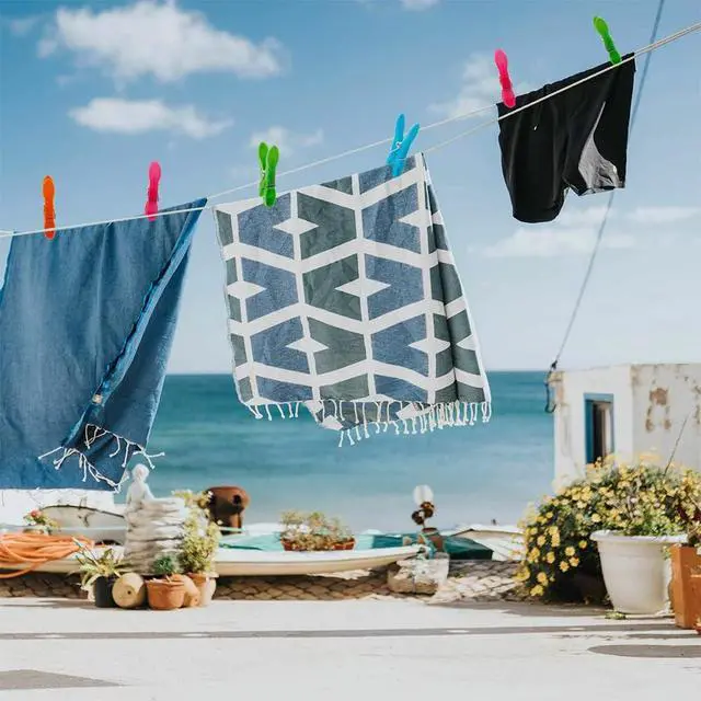 Alt view image 3 of 7 - 24Pcs Plastic Clothespins, Heavy Duty Laundry Clothespins, Air-Drying Clothing Pin Set, Towel Clips Clothes Pins Spring Clips, Beach Towel Clips