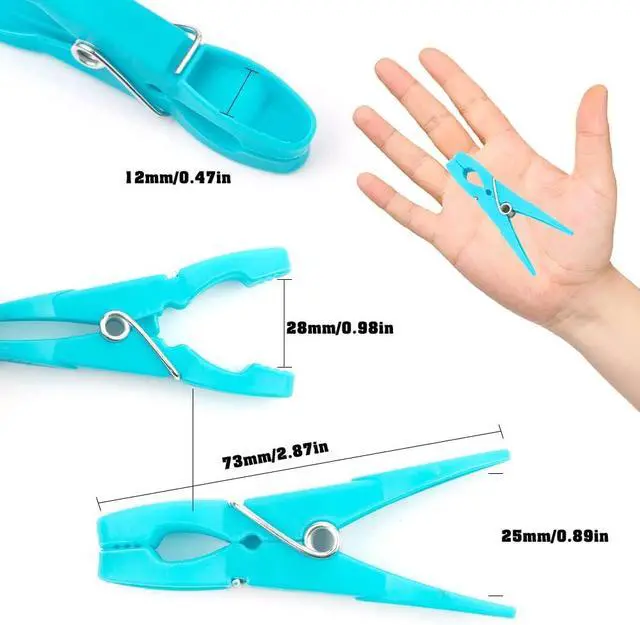 Alt view image 2 of 7 - 24Pcs Plastic Clothespins, Heavy Duty Laundry Clothespins, Air-Drying Clothing Pin Set, Towel Clips Clothes Pins Spring Clips, Beach Towel Clips