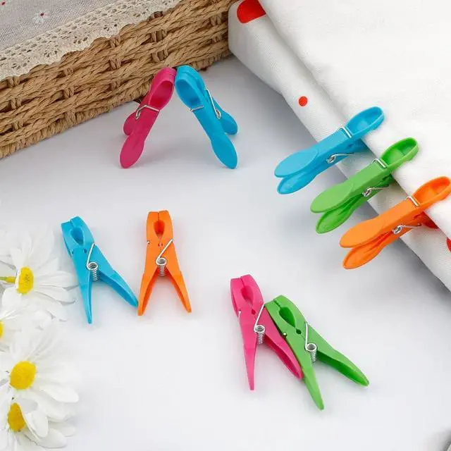 Alt view image 4 of 7 - 24Pcs Plastic Clothespins, Heavy Duty Laundry Clothespins, Air-Drying Clothing Pin Set, Towel Clips Clothes Pins Spring Clips, Beach Towel Clips