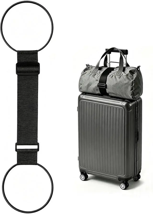 Main image of Luggage Straps for Suitcases, Extended Adjustable Luggage Connector Straps, Portable Luggage Attachment Strap, Elastic Loop, Handbag Backpack Fixing Belt for Suitcase Handle (1 Black)