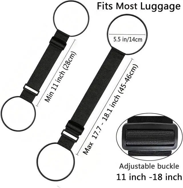 Alt view image 3 of 7 - Luggage Straps for Suitcases, Extended Adjustable Luggage Connector Straps, Portable Luggage Attachment Strap, Elastic Loop, Handbag Backpack Fixing Belt for Suitcase Handle (1 Black)