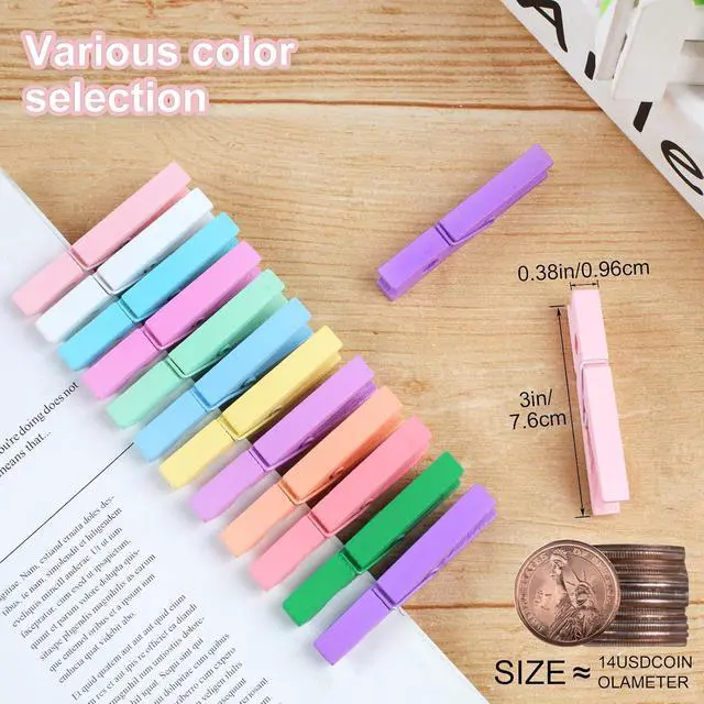 Alt view image 3 of 7 - Phinus 72 Pcs Wooden Clothes Pins, 2.9 Inch Clothes Pins for Hanging Clothes, Pictures, Photos, Classroom, Crafts, Decoration, Colorful Clothespins Heavy Duty(Pastel Color)