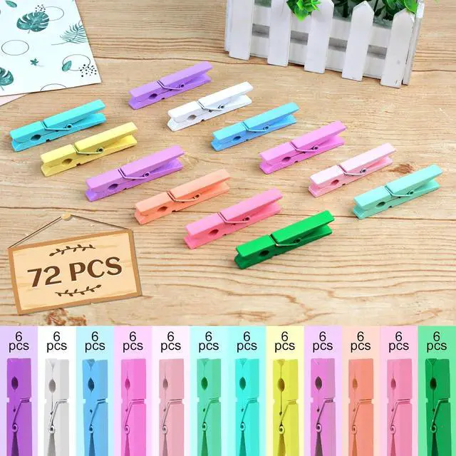 Alt view image 5 of 7 - Phinus 72 Pcs Wooden Clothes Pins, 2.9 Inch Clothes Pins for Hanging Clothes, Pictures, Photos, Classroom, Crafts, Decoration, Colorful Clothespins Heavy Duty(Pastel Color)