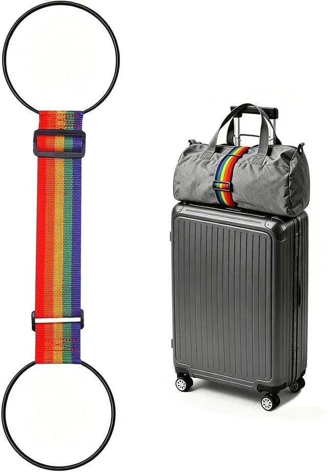 Main image of Luggage Straps for Suitcases, Extended Adjustable Luggage Connector Straps, Portable Luggage Attachment Strap, Elastic Loop, Handbag Backpack Fixing Belt for Suitcase Handle (1 Colorful)
