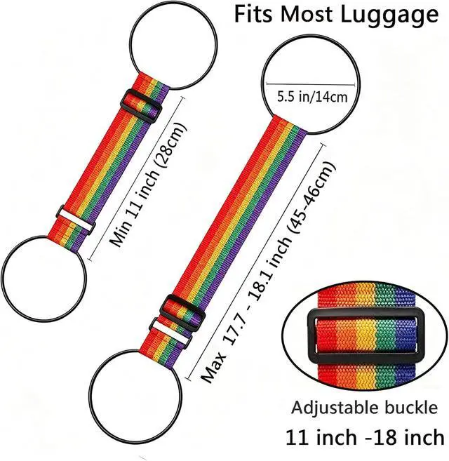 Alt view image 3 of 7 - Luggage Straps for Suitcases, Extended Adjustable Luggage Connector Straps, Portable Luggage Attachment Strap, Elastic Loop, Handbag Backpack Fixing Belt for Suitcase Handle (1 Colorful)