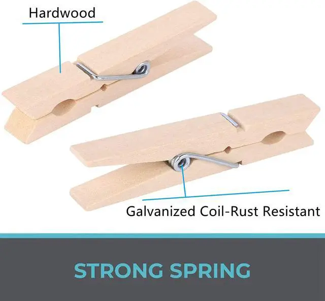 Alt view image 4 of 5 - 100pcs Clothes Pins Wooden Clothespins 3inch Heavy Duty Wood Clips for Hanging Clothes Pictures Outdoor