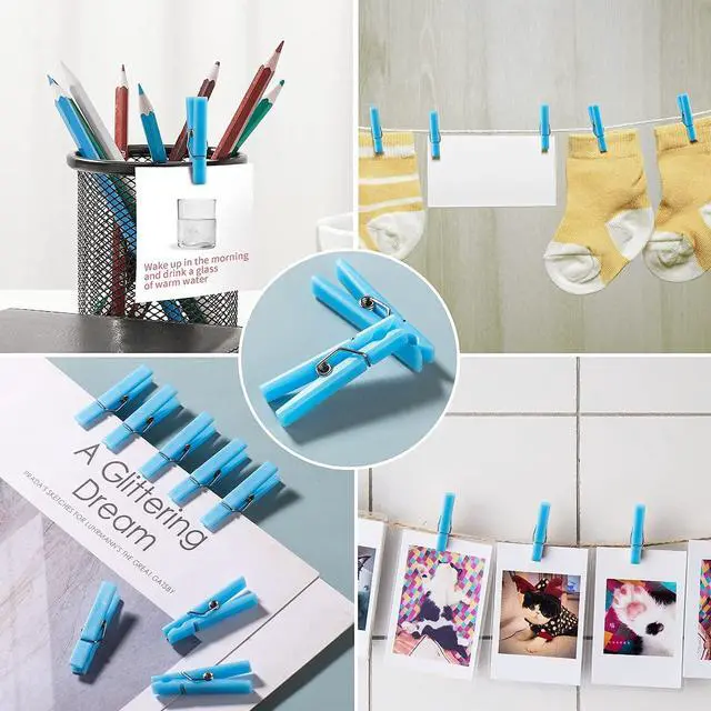 Alt view image 5 of 7 - 60Pcs Mini Clothespins for Baby Shower Games Boy Blue Clothes Pins 1.4 Inch | Plastic Mini Clothes Pins Bulk for Dont Say Baby Game, DIY Crafts, Photo Display, Party Favors and Decorations