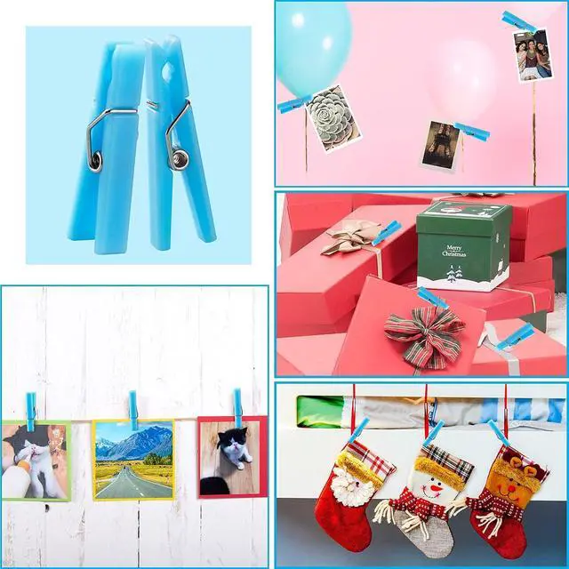 Alt view image 6 of 7 - 60Pcs Mini Clothespins for Baby Shower Games Boy Blue Clothes Pins 1.4 Inch | Plastic Mini Clothes Pins Bulk for Dont Say Baby Game, DIY Crafts, Photo Display, Party Favors and Decorations