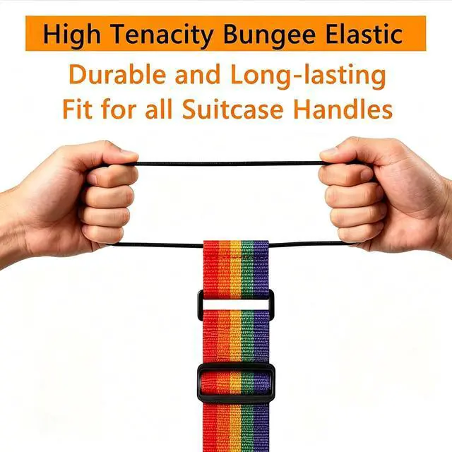 Alt view image 5 of 7 - Luggage Straps for Suitcases, Extended Adjustable Luggage Connector Straps, Portable Luggage Attachment Strap, Elastic Loop, Handbag Backpack Fixing Belt for Suitcase Handle (1 Colorful)
