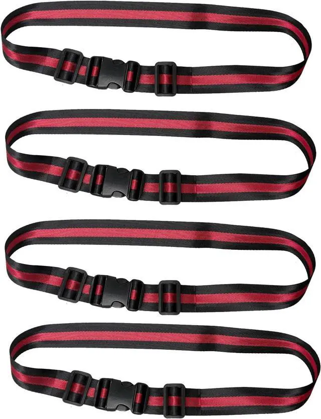 Main image of MAGARROW 1.5" Utility Straps with Buckle Adjustable, 4-Pack (RED/Black, 9.5 feet Long)