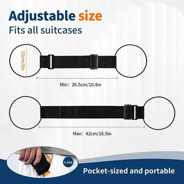 Alt view image 2 of 7 - 2Pcs Luggage Straps for Suitcases, Adjustable Luggage Connector Straps | Securely Carry Hand Luggage, Hands-Free Travel Essential (Black)