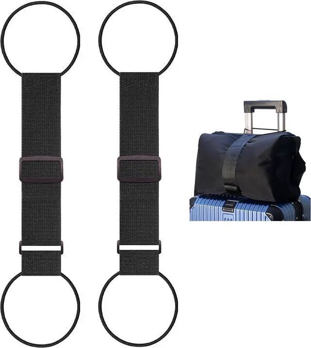 Main image of Luggage Straps for Suitcases, 2-Piece Black | High elasticity luggage strap, suitable for luggage, can securely fasten carry on luggage to the luggage handle.