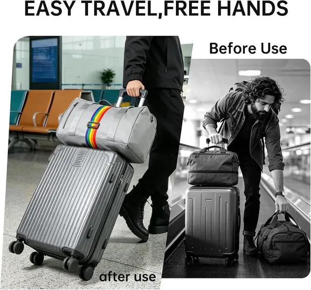 Alt view image 2 of 7 - Luggage Straps for Suitcases, 2-Piece Black | High elasticity luggage strap, suitable for luggage, can securely fasten carry on luggage to the luggage handle.
