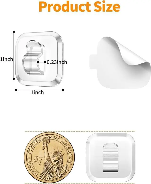 Alt view image 2 of 7 - ispneay 50 Mini Light Hooks with Adhesive Strips Indoor String Light Clips | Clear Small Damage Free Plastic Wall Hook for Hanging - Fairy Tiny Christmas Light Cable Hangers Clip Decoration Decor