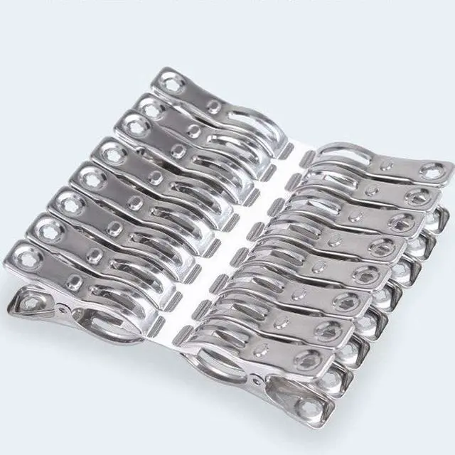 Alt view image 4 of 5 - Stainless Steel Clothes Pins 32 Pcs Metal Clothespins Heavy Clothes Clips | Row Cover Clips,Garden Clips,Greenhouse Clamps Beach Chair Towel Clips metal Chip Clips