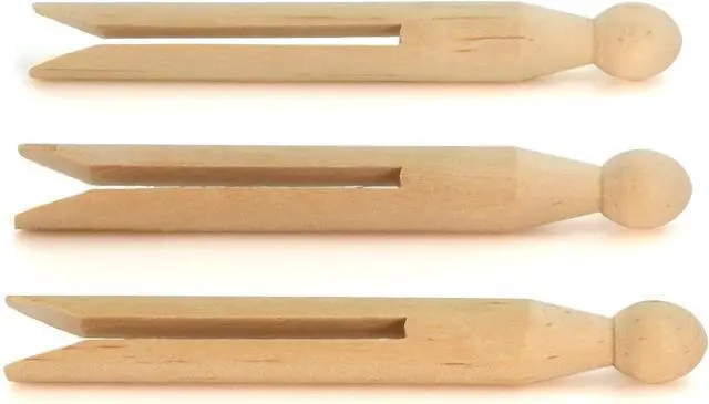 Alt view image 3 of 6 - HANGERWORLD Round Wooden Clothespins for Crafts and Laundry - 24 Pack, 4.3inch Long, Old Fashioned Traditional Heritage Dolly Clothes Pegs